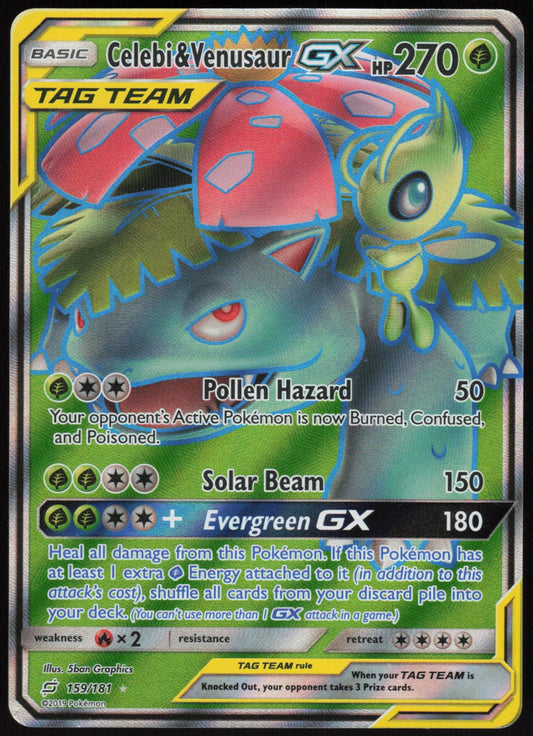 CELEBI & VENUSAUR GX 159/181 TEAM UP POKEMON ULTRA RARE HOLO LP