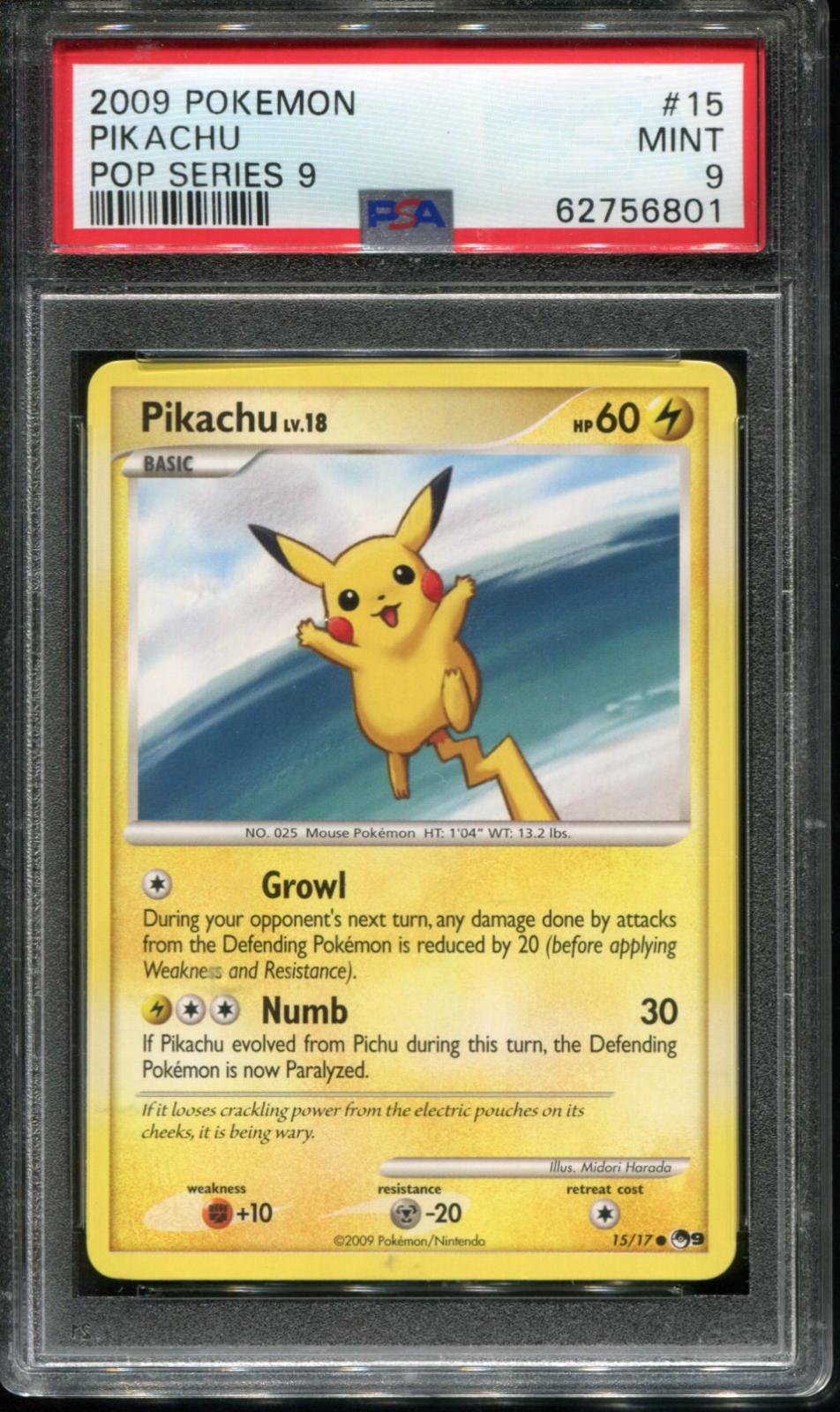 PIKACHU 15/17 PSA 9 POP SERIES 9 POKEMON