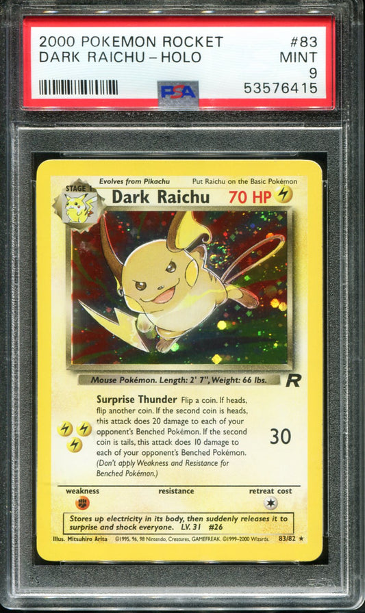 DARK RAICHU HOLO 83 PSA 9 ROCKET POKEMON