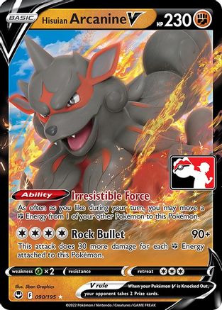 POKEMON TCG - Hisuian Arcanine V/195 Prize Pack Series Cards - Ultra Rare