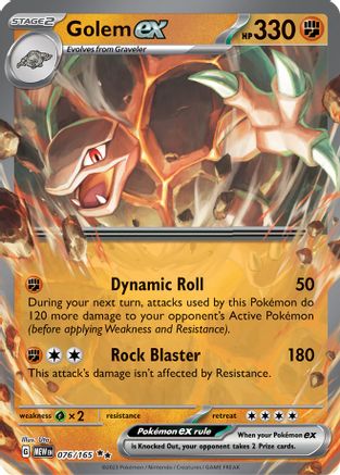 POKEMON TCG - Golem ex 076/165 SV Scarlet & Violet 151 - Double Rare