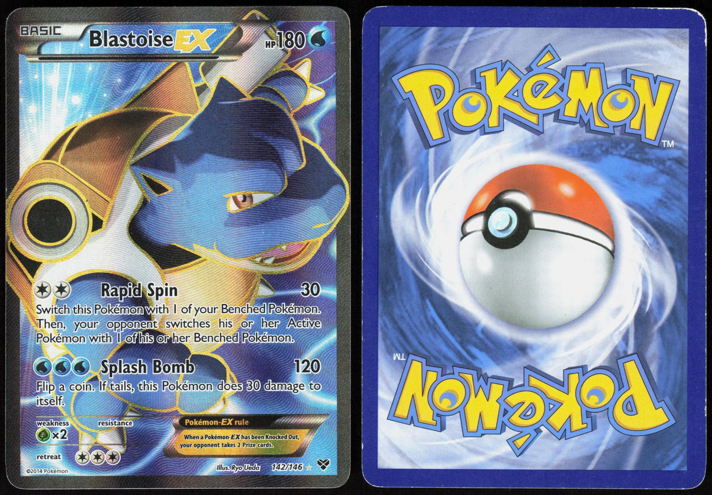 BLASTOISE EX 142/146 XY BASE SET POKEMON ULTRA RARE HOLO MP