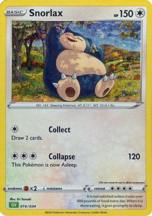 POKEMON TCG - Snorlax 016/034 Trading Card Game Classic - Classic Collection