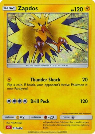 POKEMON TCG - Zapdos 012/034 Trading Card Game Classic - Classic Collection