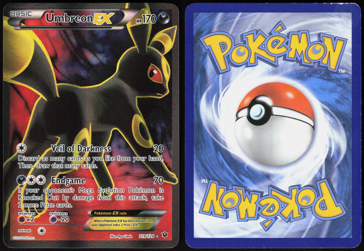 UMBREON EX 119/124 FATES COLLIDE POKEMON ULTRA RARE HP