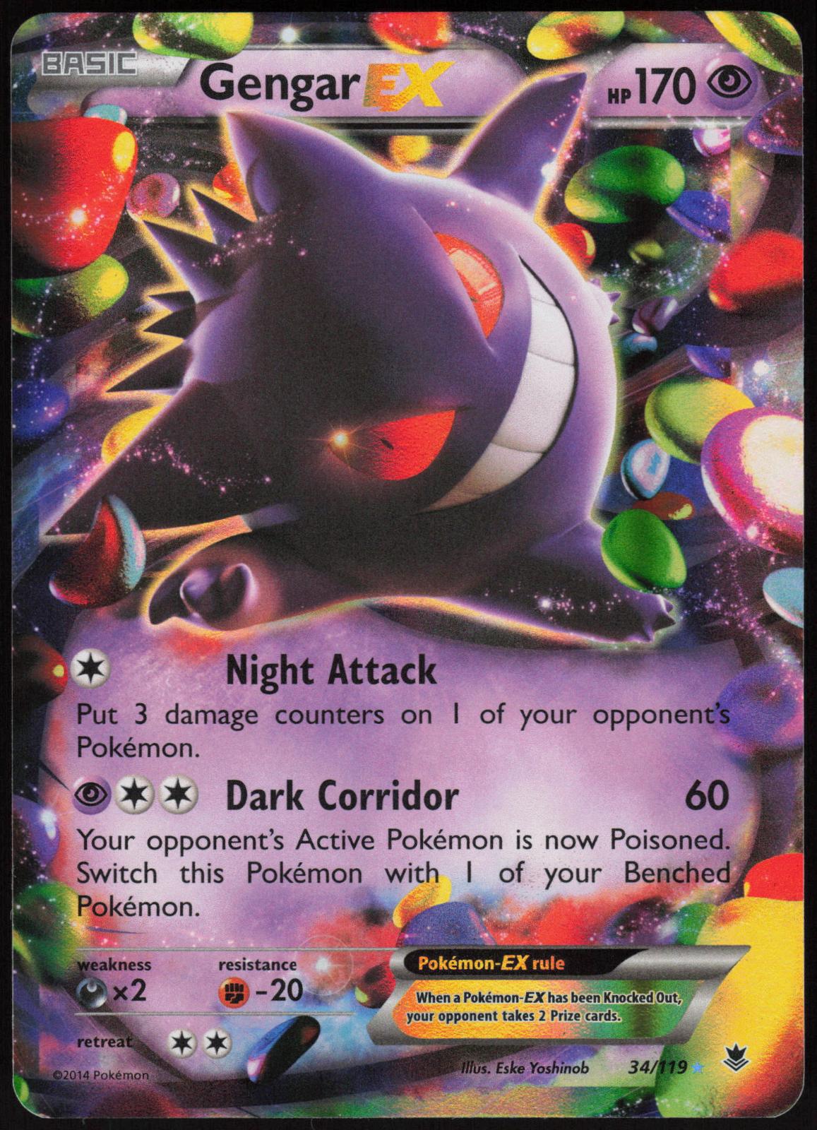 GENGAR EX 34/119 PHANTOM FORCES POKEMON EX RARE HOLO LP