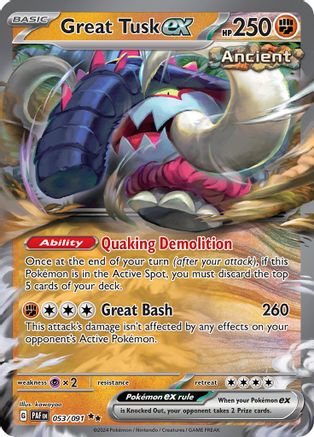 POKEMON TCG - Great Tusk ex 053/091 SV Paldean Fates - Double Rare