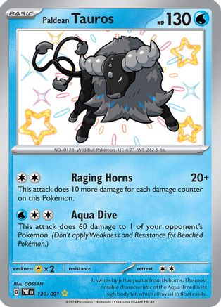 POKEMON TCG - Paldean Tauros 120/091 SV Paldean Fates - Shiny Rare