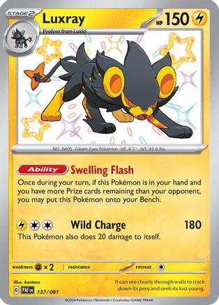 POKEMON TCG - Luxray 137/091 SV Paldean Fates - Shiny Rare