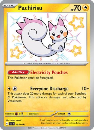 POKEMON TCG - Pachirisu 138/091 SV Paldean Fates - Shiny Rare