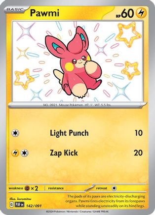 POKEMON TCG - Pawmi 142/091 SV Paldean Fates - Shiny Rare