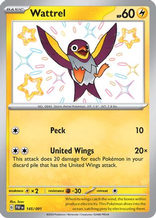 POKEMON TCG - Wattrel 145/091 SV Paldean Fates - Shiny Rare