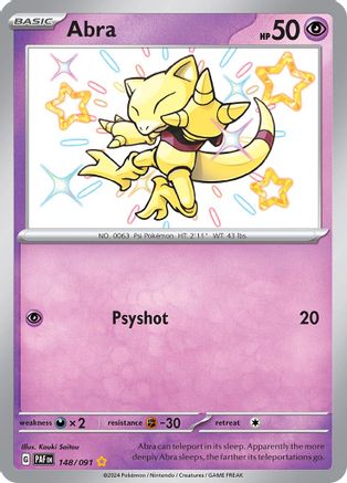 POKEMON TCG - Abra 148/091 SV Paldean Fates - Shiny Rare