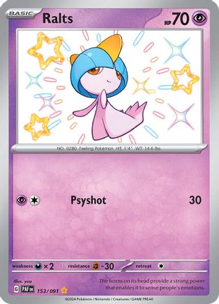 POKEMON TCG - Ralts 153/091 SV Paldean Fates - Shiny Rare