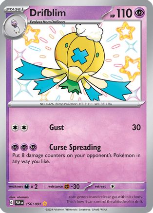POKEMON TCG - Drifblim 156/091 SV Paldean Fates - Shiny Rare