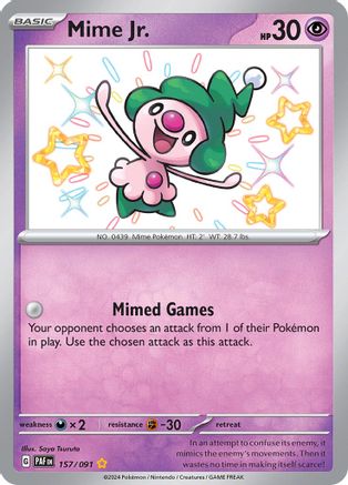 POKEMON TCG - Mime Jr. 157/091 SV Paldean Fates - Shiny Rare