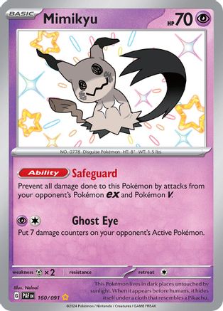 POKEMON TCG - Mimikyu 160/091 SV Paldean Fates - Shiny Rare