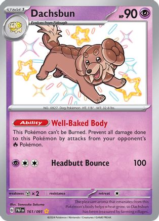 POKEMON TCG - Dachsbun 161/091 SV Paldean Fates - Shiny Rare