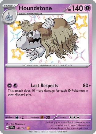 POKEMON TCG - Houndstone 168/091 SV Paldean Fates - Shiny Rare