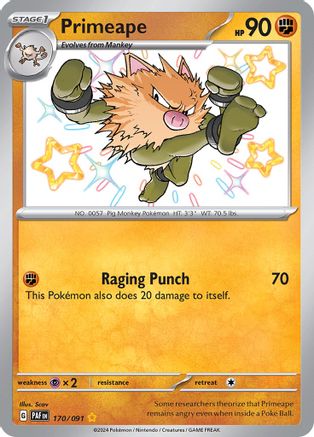 POKEMON TCG - Primeape 170/091 SV Paldean Fates - Shiny Rare