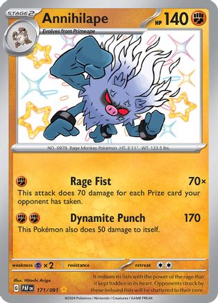 POKEMON TCG - Annihilape 171/091 SV Paldean Fates - Shiny Rare