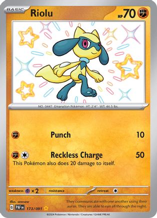 POKEMON TCG - Riolu 173/091 SV Paldean Fates - Shiny Rare