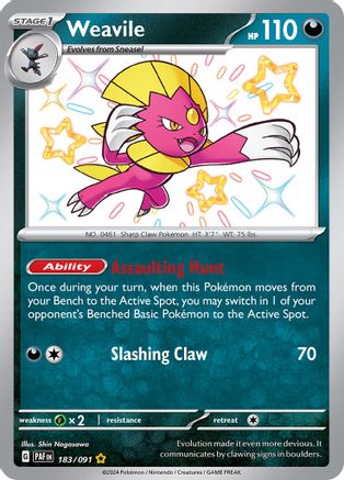 POKEMON TCG - Weavile 183/091 SV Paldean Fates - Shiny Rare