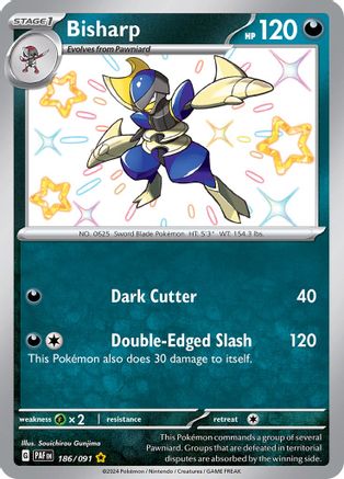 POKEMON TCG - Bisharp 186/091 SV Paldean Fates - Shiny Rare