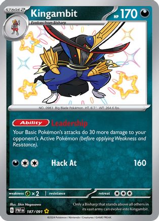 POKEMON TCG - Kingambit 187/091 SV Paldean Fates - Shiny Rare