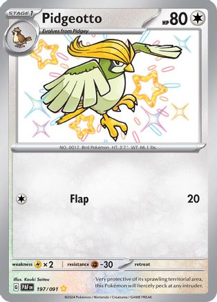 POKEMON TCG - Pidgeotto 197/091 SV Paldean Fates - Shiny Rare