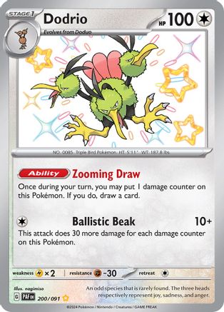 POKEMON TCG - Dodrio 200/091 SV Paldean Fates - Shiny Rare