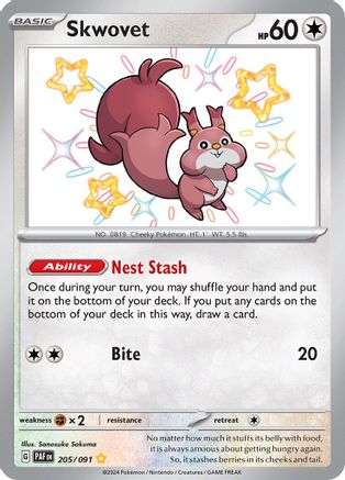 POKEMON TCG - Skwovet 205/091 SV Paldean Fates - Shiny Rare