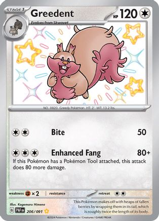 POKEMON TCG - Greedent 206/091 SV Paldean Fates - Shiny Rare