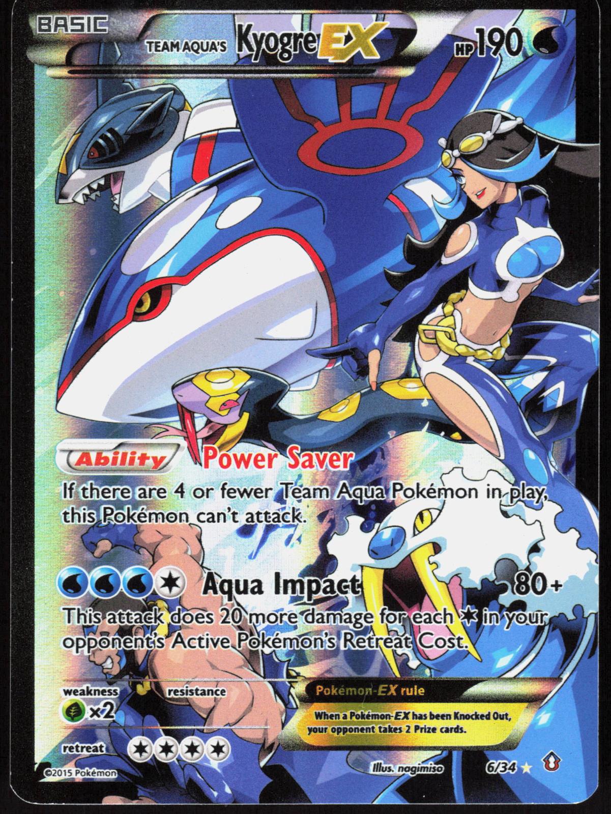TEAM AQUA'S KYOGRE EX 6/34 DOUBLE CRISIS POKEMON ULTRA RARE HOLO MP