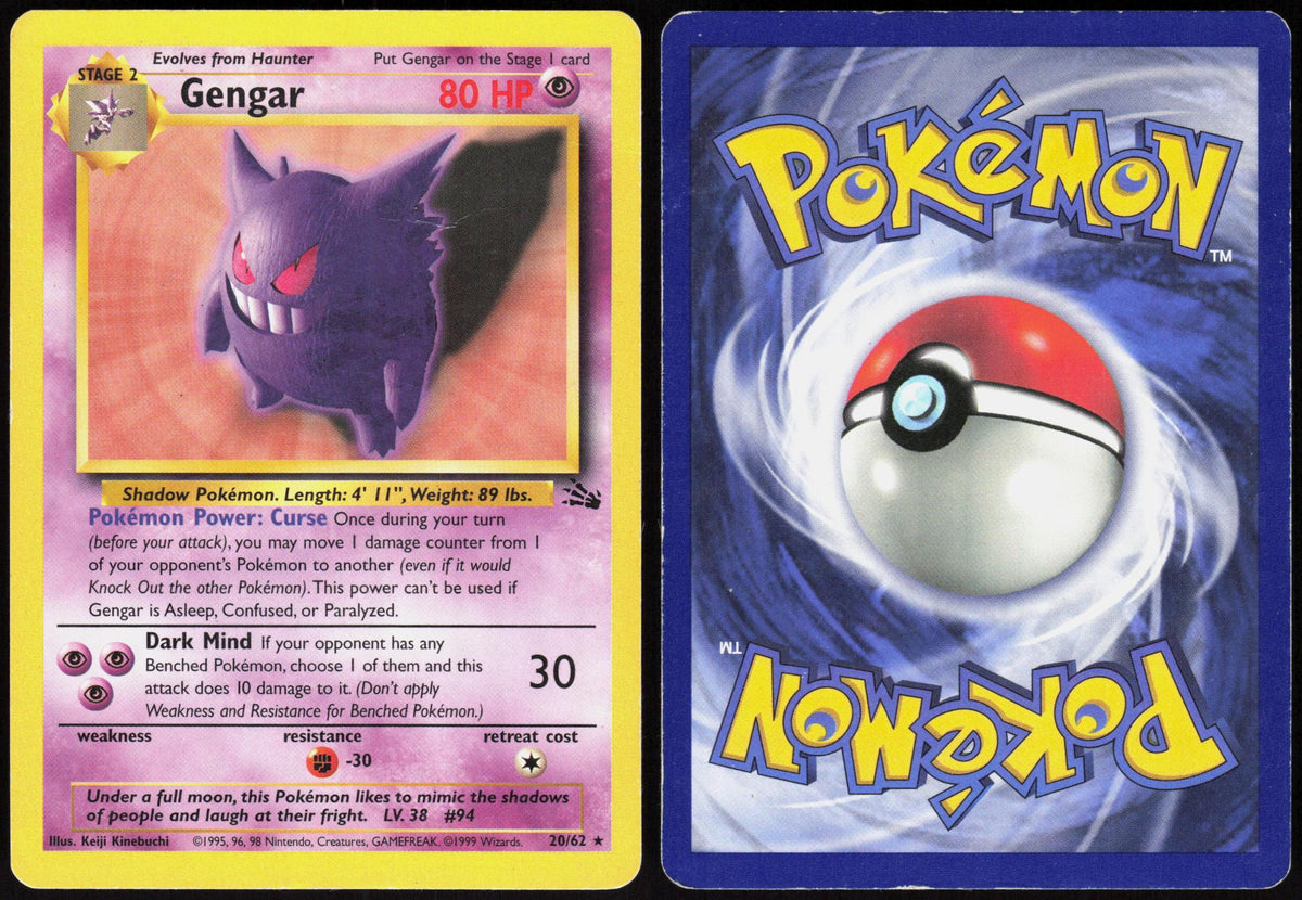 GENGAR 20/62 FOSSIL POKEMON RARE UNLIMITED MP