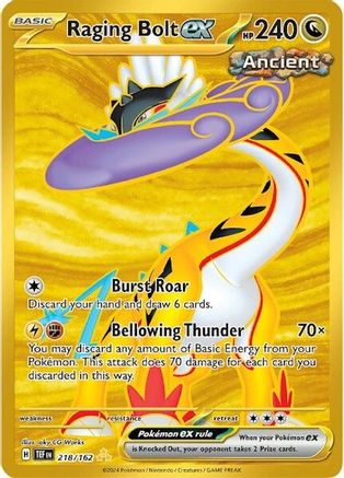 POKEMON TCG - Raging Bolt ex 218/162 SV05 Temporal Forces - Hyper Rare