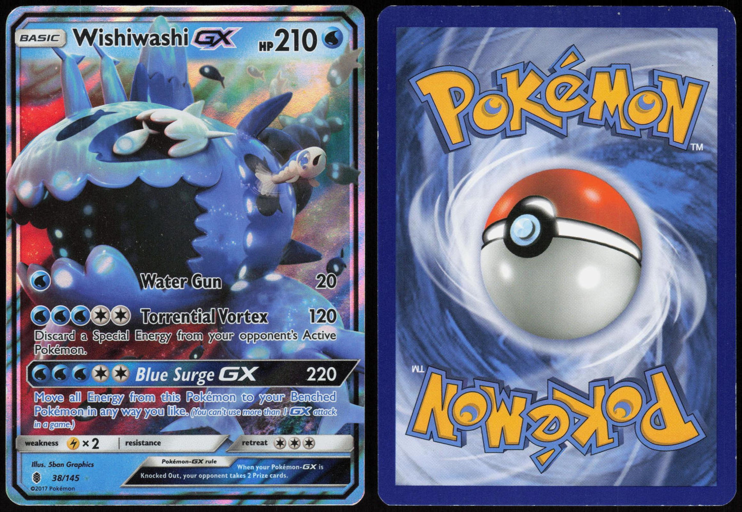WISHIWASHI GX 38/145 GUARDIANS RISING POKEMON ULTRA RARE HOLO LP