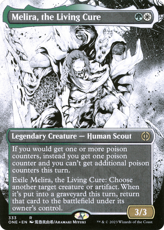MAGIC: THE GATHERING  - Melira, the Living Cure (Borderless) (ONE-333) - Phyrexia: All Will Be One: (Showcase) (Borderless) Foil