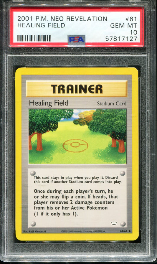 POKEMON TCG - HEALING FIELD 61/64 PSA 10 NEO REVELATION POKEMON