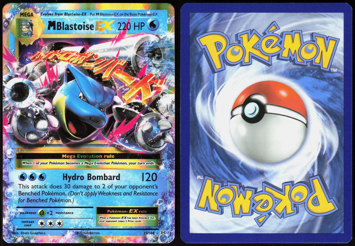 M BLASTOISE EX 22/108 EVOLUTIONS POKEMON EX RARE HOLO LP