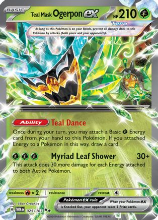 POKEMON TCG - Teal Mask Ogerpon ex 025/167 SV06 Twilight Masquerade - Double Rare