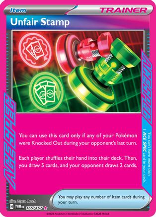 POKEMON TCG - Unfair Stamp 165/167 SV06 Twilight Masquerade - ACE SPEC Rare