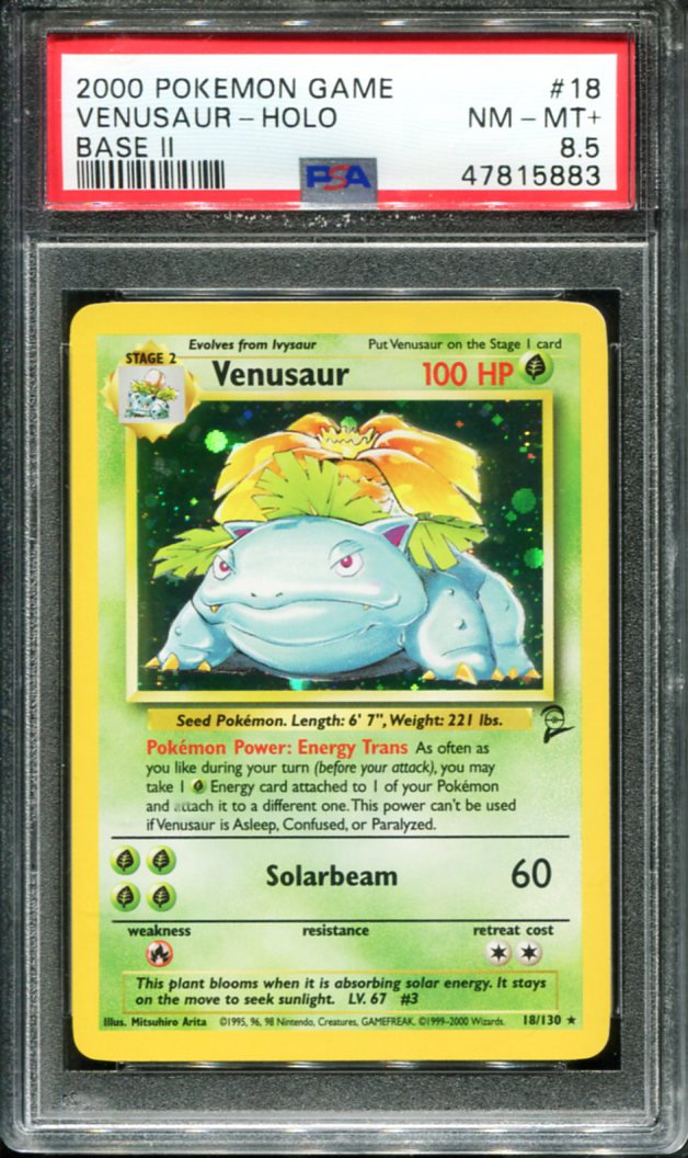 VENUSAUR HOLO 18 PSA 8.5 GAME BASE II POKEMON