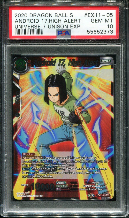 ANDROID 17, HIGH ALERT EX11-05/97 PSA 10 FOIL DRAGON BALL
