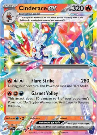 POKEMON TCG - Cinderace ex 028/142 SV07 Stellar Crown - Double Rare