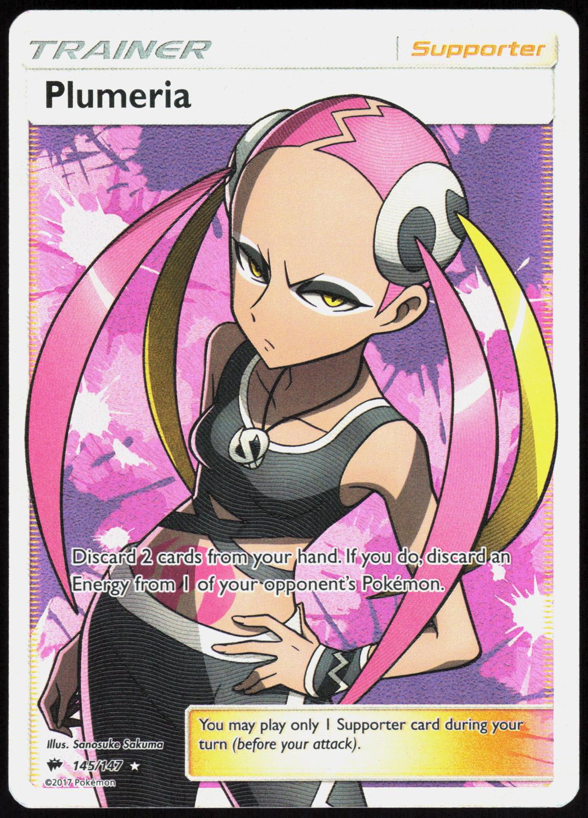 PLUMERIA 145/147 BURNING SHADOWS POKEMON ULTRA RARE HOLO LP