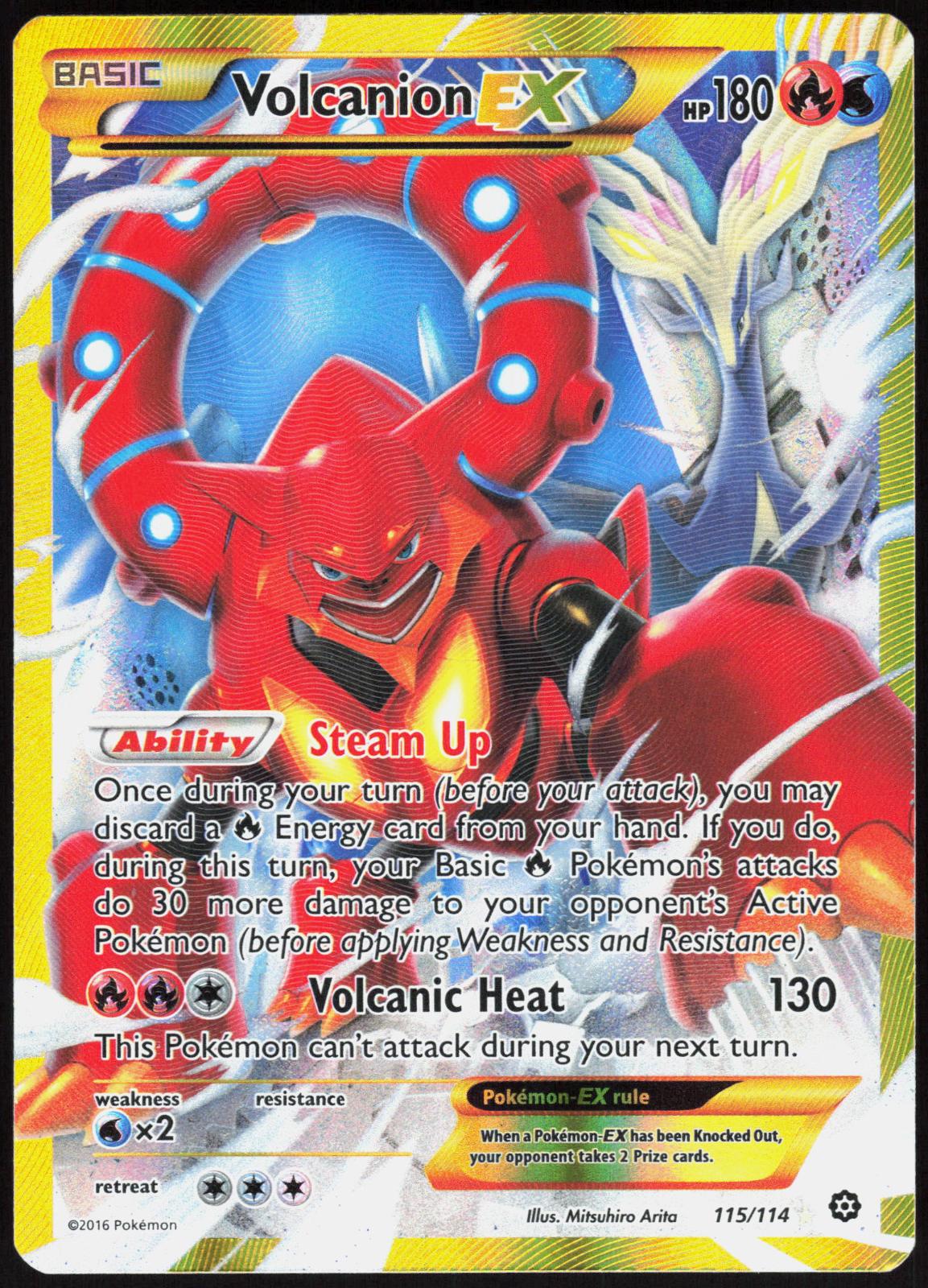 VOLCANION EX 115/114 STEAM SIEGE POKEMON SECRET RARE HOLO NM