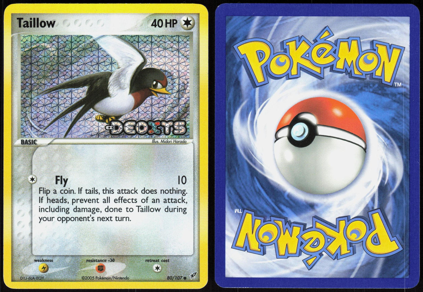TAILLOW 80/107 DEOXYS POKEMON COMMON REVERSE HOLO LP
