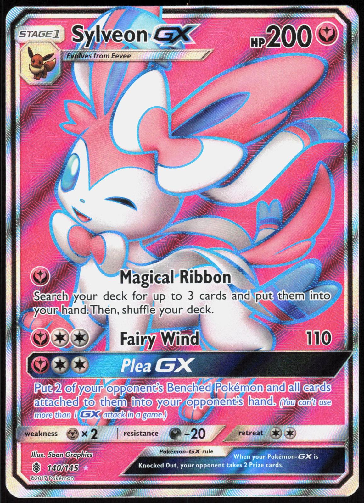 SYLVEON GX (FULL ART) 140/145 GUARDIANS RISING POKEMON ULTRA RARE HOLO LP
