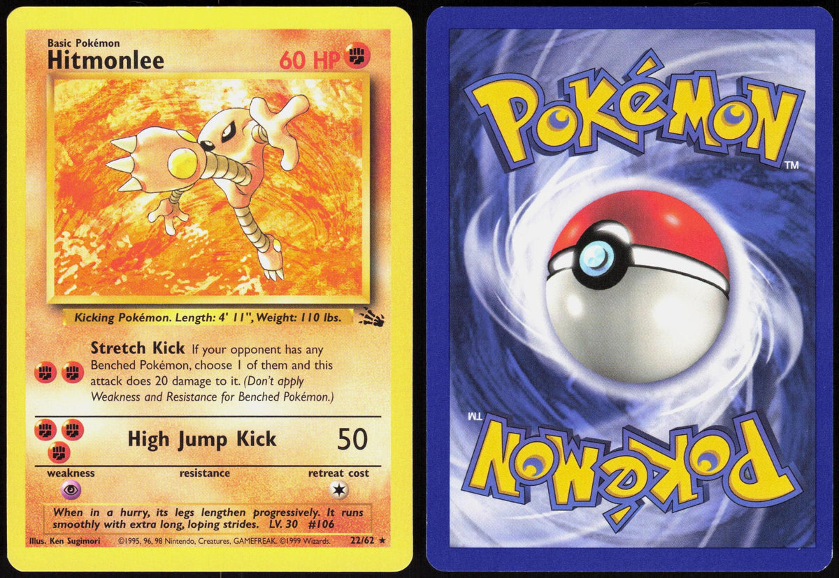 HITMONLEE 22/62 FOSSIL POKEMON RARE UNLIMITED LP